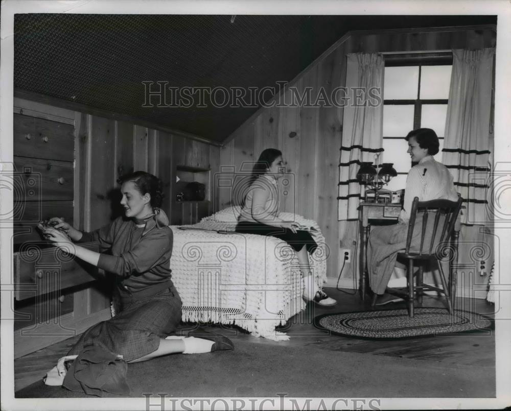 1953 Press Photo Converted Attic Bedroom Furniture &amp; Decor - Historic Images