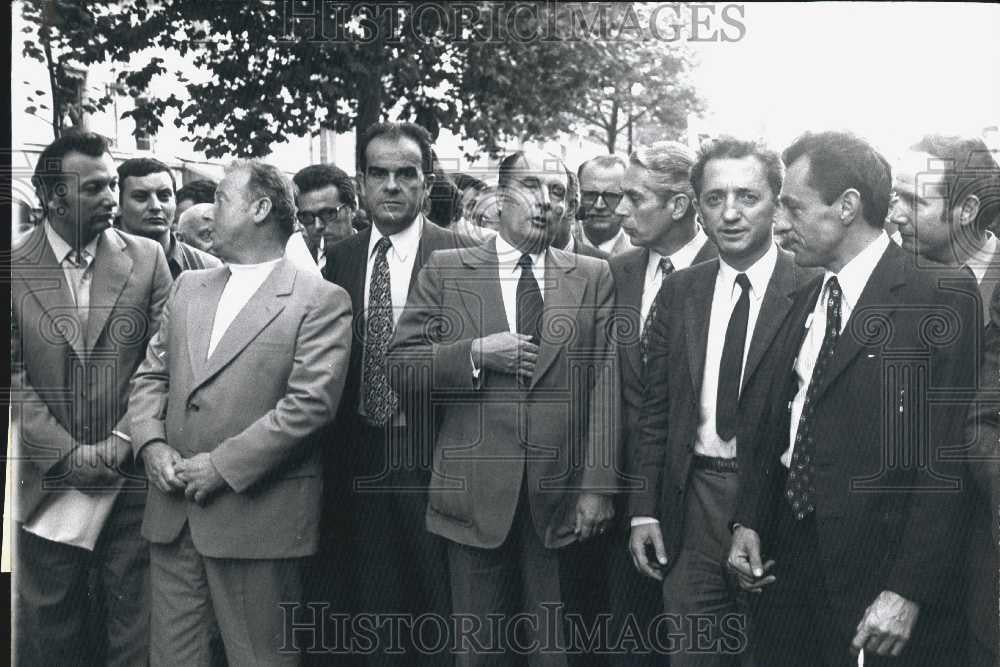 Press Photo Marchais, Seguy, Laurent, Mitterrand, Fabre, Maire, Rocard of France - Historic Images