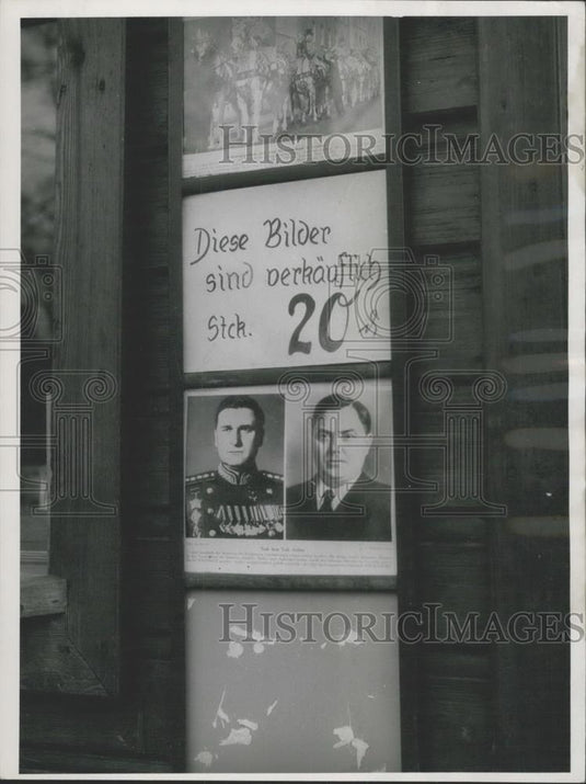 Press Photo Advertisment sign of Stalin &Marshal Sokolowski - Historic Images