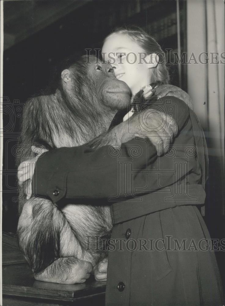 1958 Press Photo Ã¢â¬ÅThe ChimpanzeeÃ¢â¬Â at London Zoo and Ruth Bodger - Historic Images