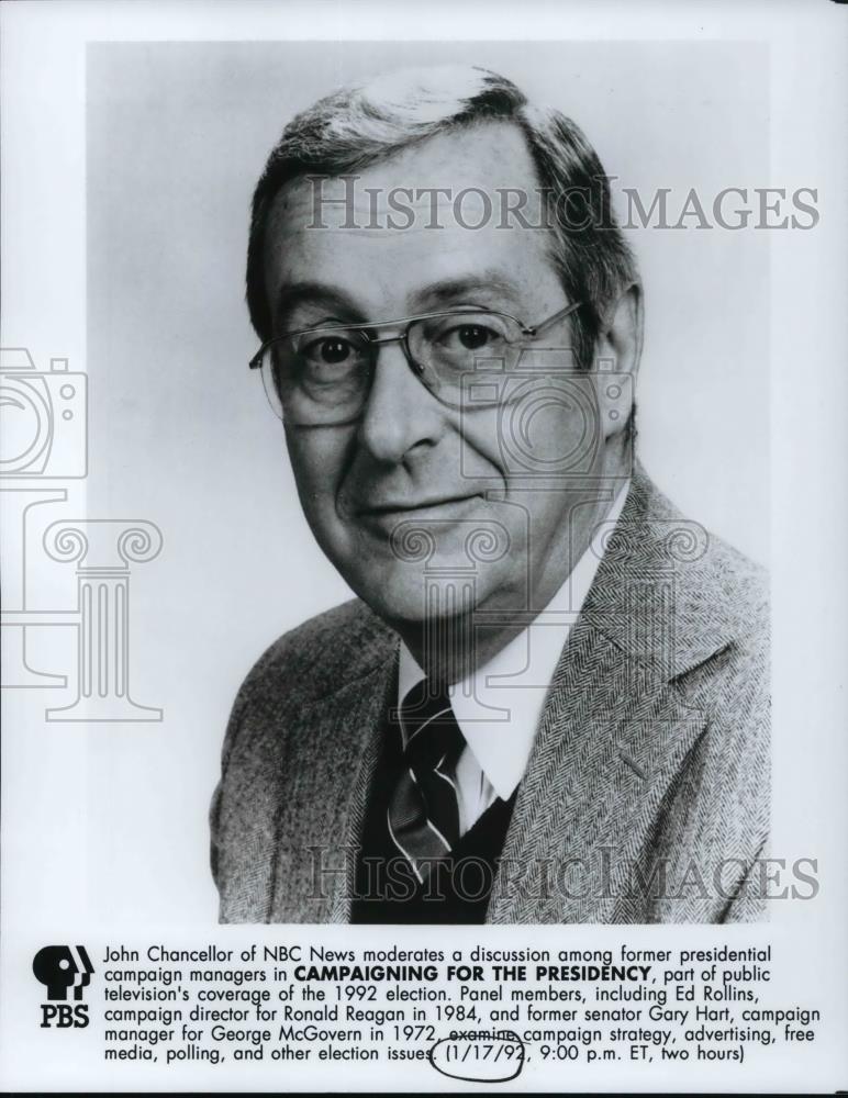 1992 Press Photo John Chancellor Hosts Campaigning for the Presidency - Historic Images