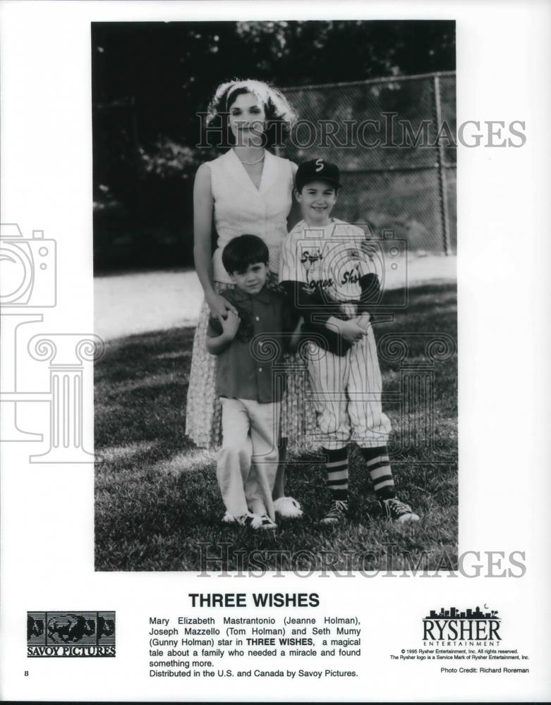 1995 Press Photo Mary Elizabeth Mastrantonio Joseph Mazzello in Three Wishes - Historic Images