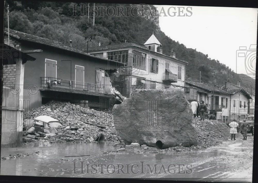 1963 Press Photo Catastrophic Landslip At Plan-Sur-Var in Italy - Historic Images