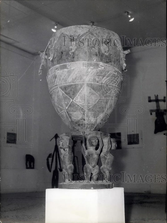 1961 Press Photo Tam tam Banga, African Art Show, Paris - Historic Images