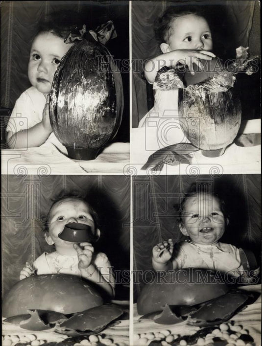 1967 Press Photo The Baby and the Chocolate Easter Egg - Historic Images
