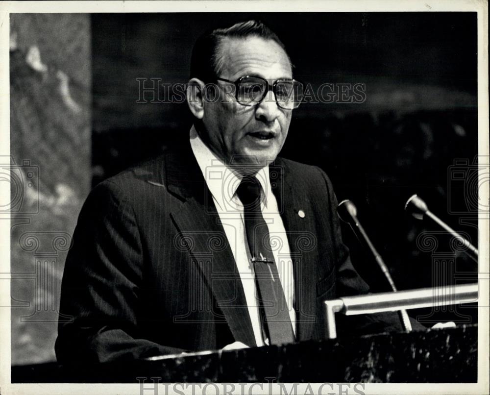 1984 Press Photo President of War torn El Salvador,Jose Napoleon Duarte at UN - Historic Images