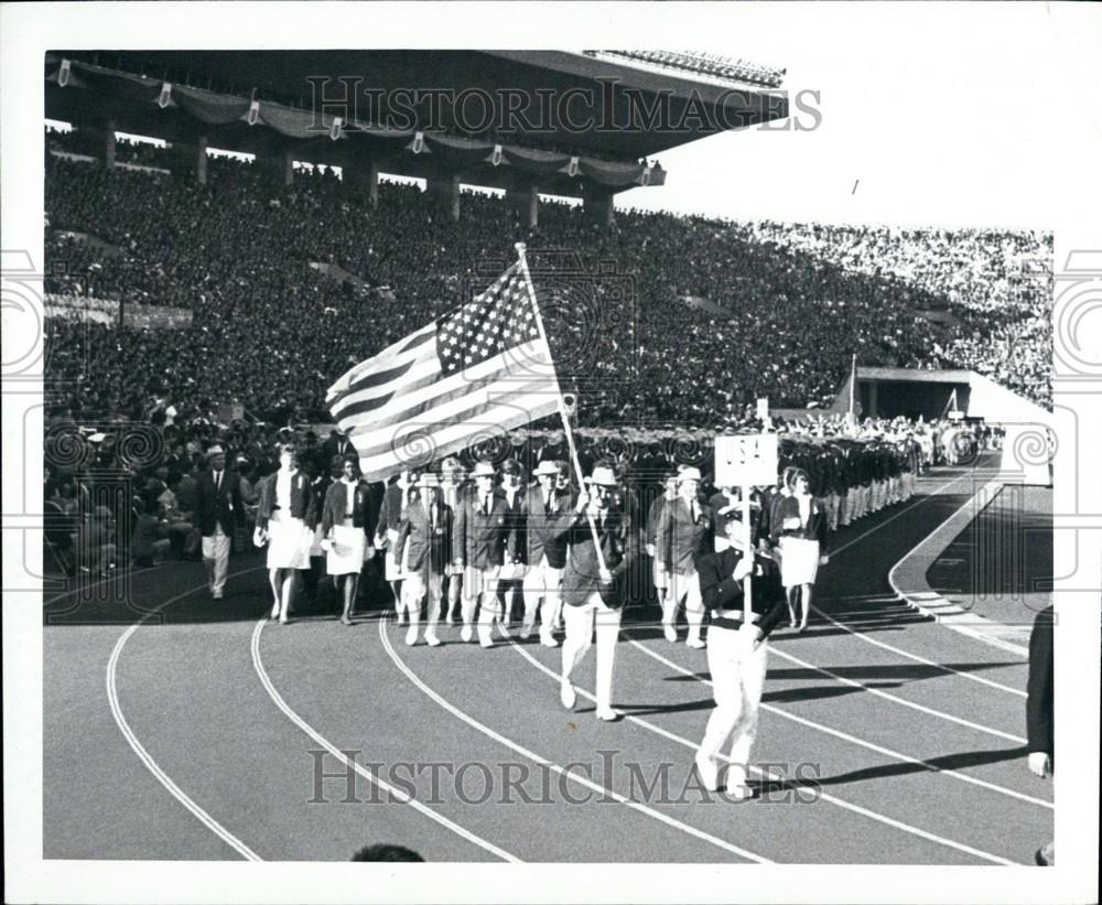 1964 Press Photo United States Team, Opening Day, Tokyo Olympics - Historic Images