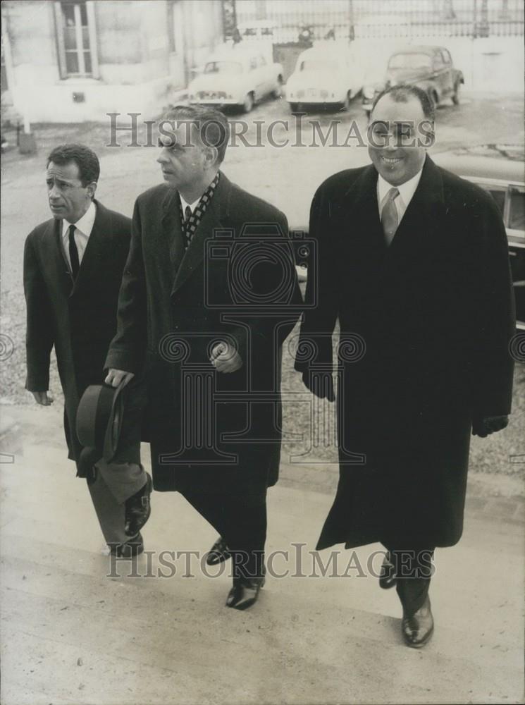 1962 Press Photo Cherkaoui, Guedira, and Balafrej Visit Paris - Historic Images