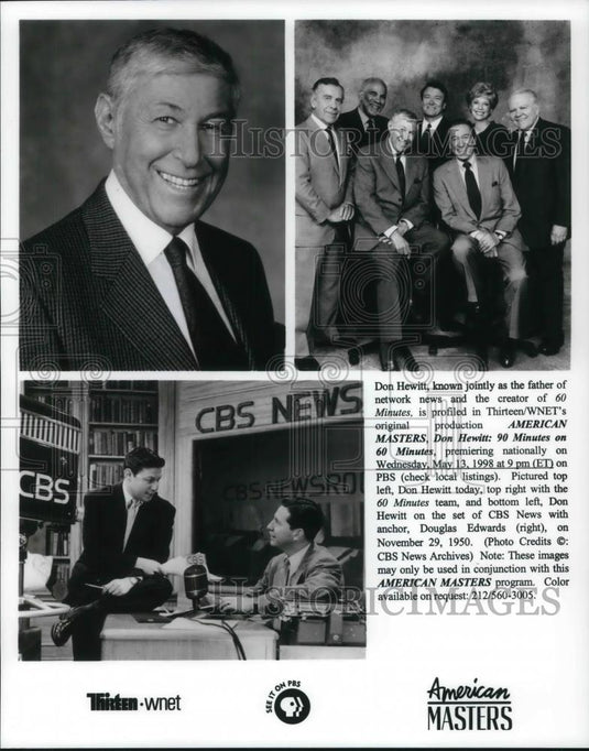 1998 Press Photo Don Hewitt Producer and Douglas Edwards Anchor 60 Minutes - Historic Images