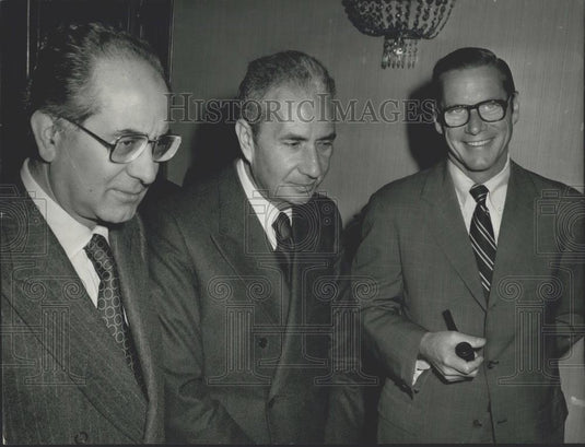 1976 Press Photo US William Simon & PM Aldo Moro & Emilio Colombo - Historic Images