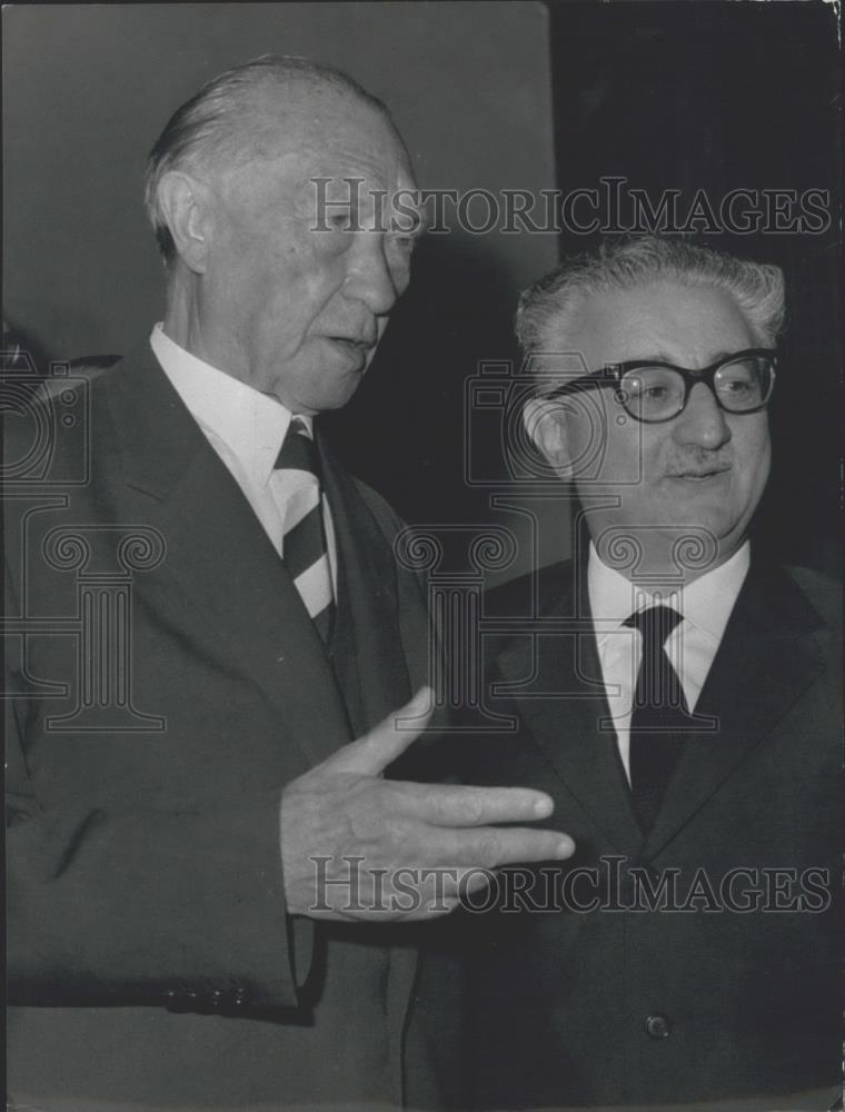 1963 Press Photo Italian Prime Minister Hon. Giovanni Leone Konrad Adenauer - Historic Images