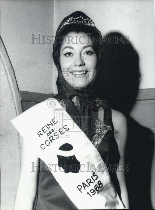 1968 Press Photo Josette Osty-Campana "Queen of Corses of Paris" - Historic Images