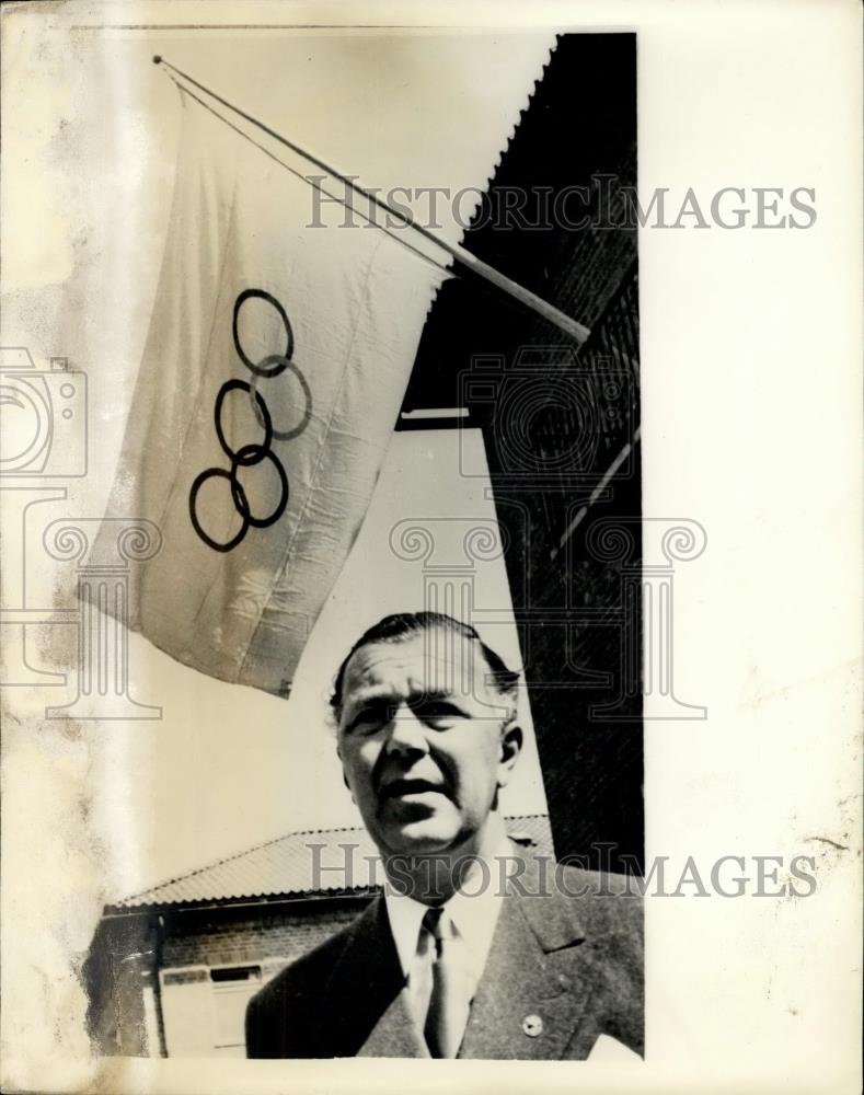 1956 Press Photo Prince Bertil of SwedenOpens Olympic Villages - Historic Images