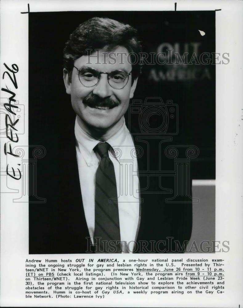 1991 Press Photo Andrew Humm Hosts Our in America - cvp25672 - Historic Images