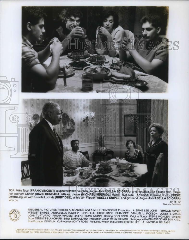 1992 Press Photo Frank Vincent, Annabella Sciorra, David Dundara in Jungle Fever - Historic Images