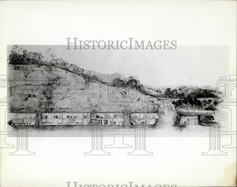 Press Photo Cross Section of a Portion of More than 30 Acre Underground city - Historic Images