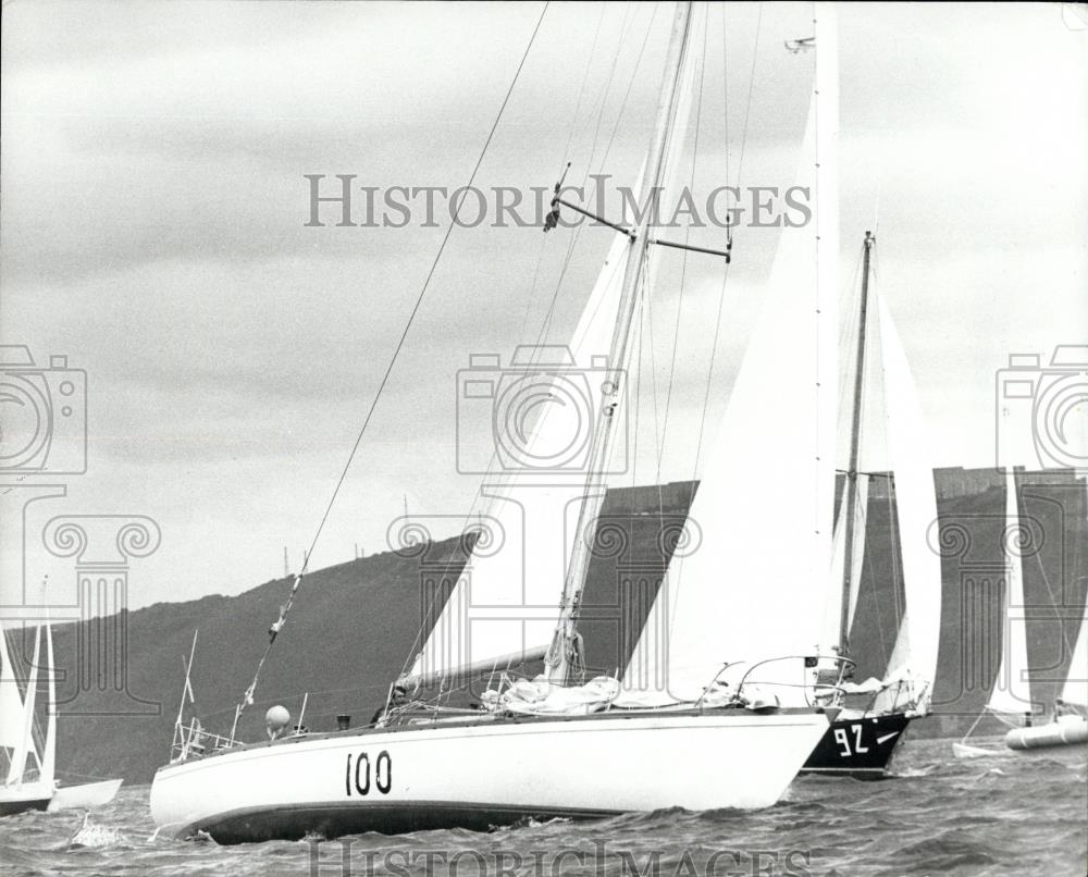 1980 Press Photo Voortrekker with Bertie Reed at helm,Transatlantic Yacht Race - Historic Images