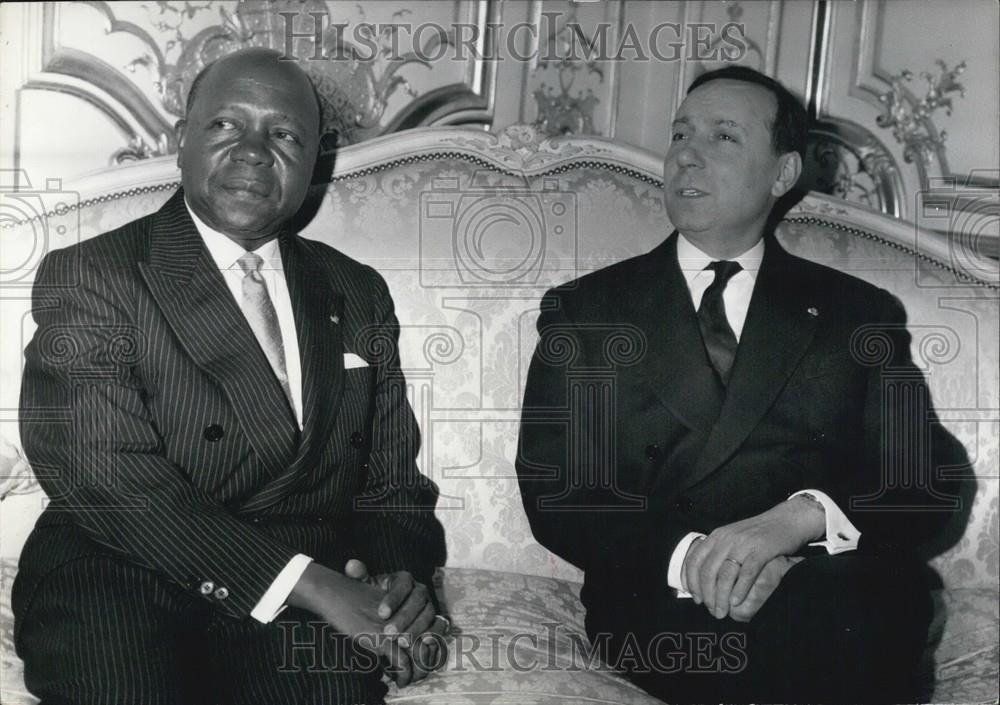 1961 Press Photo Gabon President M M&#39;BA, Prime Minister Debre, France - Historic Images