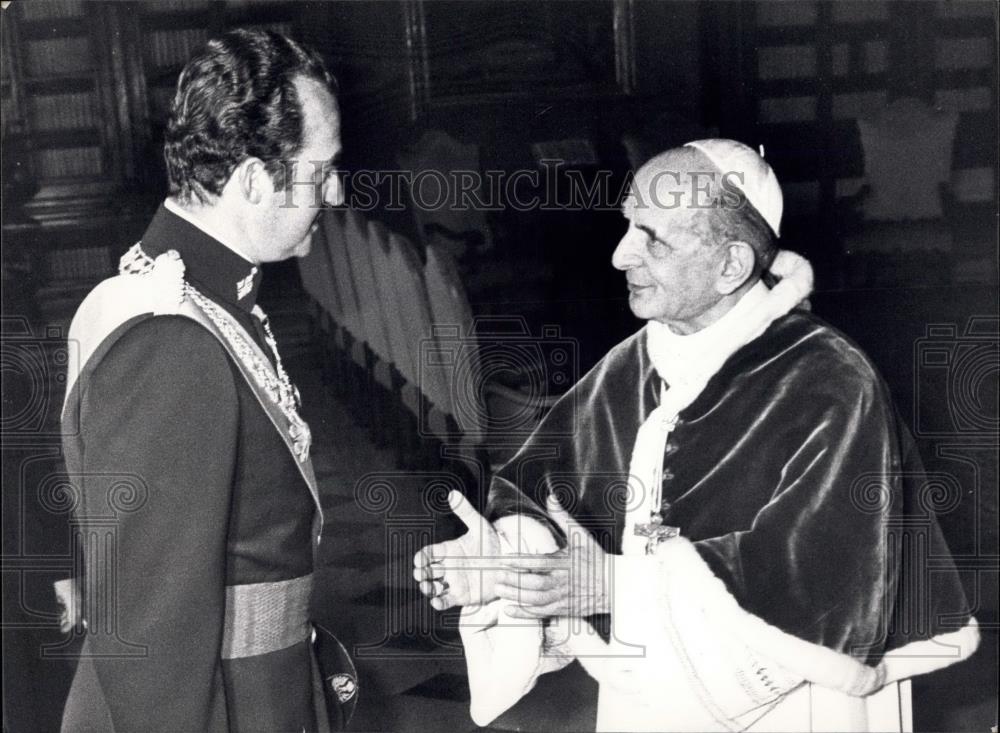 Press Photo Pope Paul VI Giving Audience To Spanish King - Historic Images