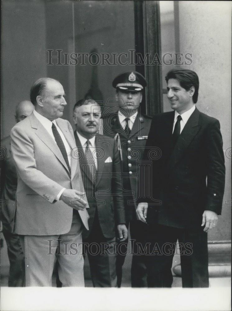 1983 Press Photo. Francois Mitterrand & Amine Gemayel at Palace Elysee - Historic Images