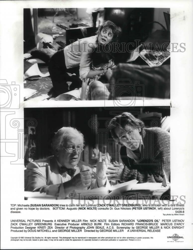 1992 Press Photo Nick Nolte Zach Greenburg Susan Sarandon in Lorenzo&#39;s Oil - Historic Images