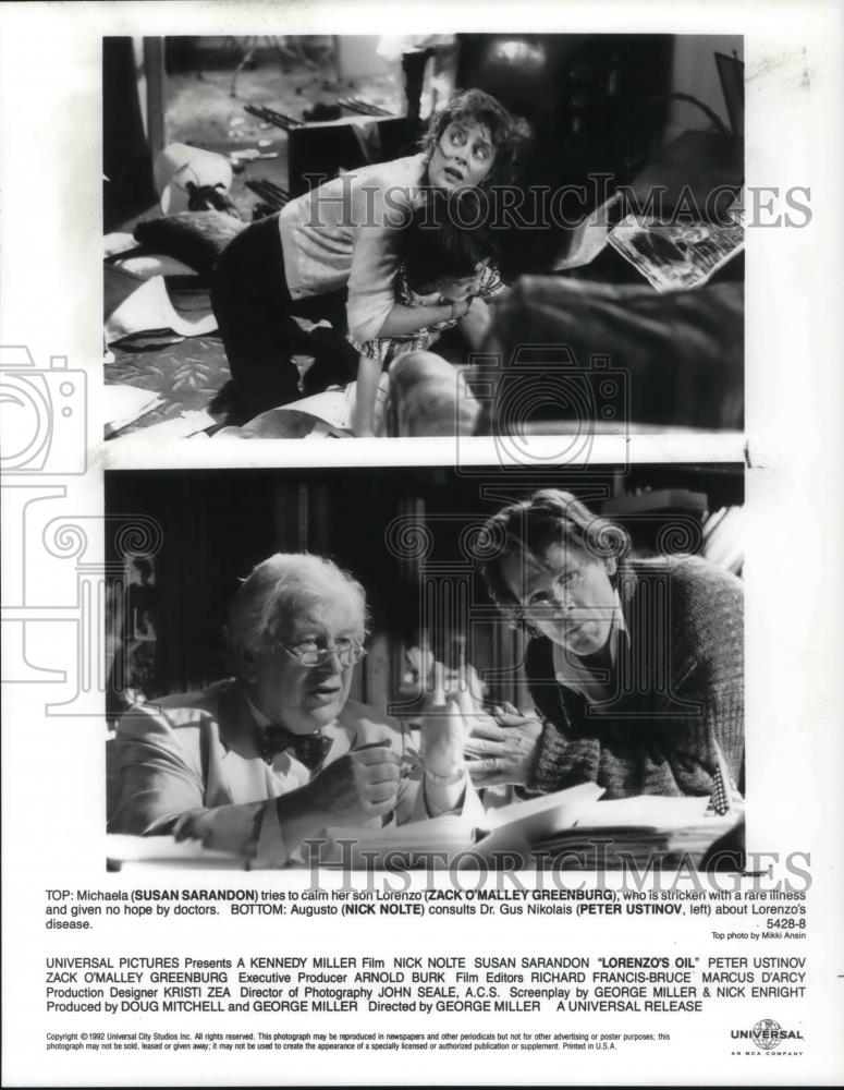 1992 Press Photo Nick Nolte Zach Greenburg Susan Sarandon in Lorenzo's Oil - Historic Images