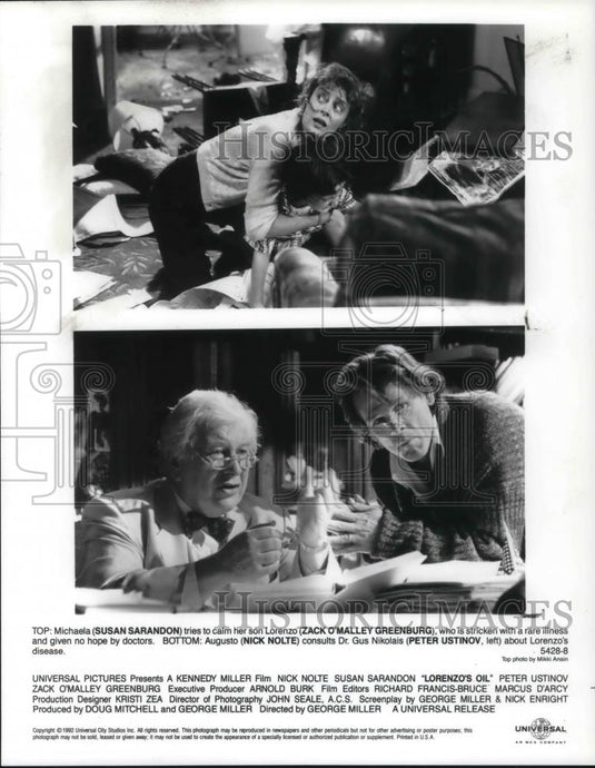 1992 Press Photo Nick Nolte Zach Greenburg Susan Sarandon in Lorenzo's Oil - Historic Images