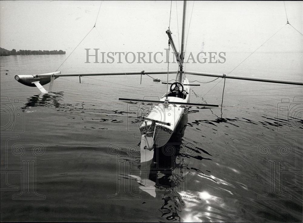 1981 Press Photo &quot;Hydrophobia&quot; sailing boat to try to break speed record - Historic Images