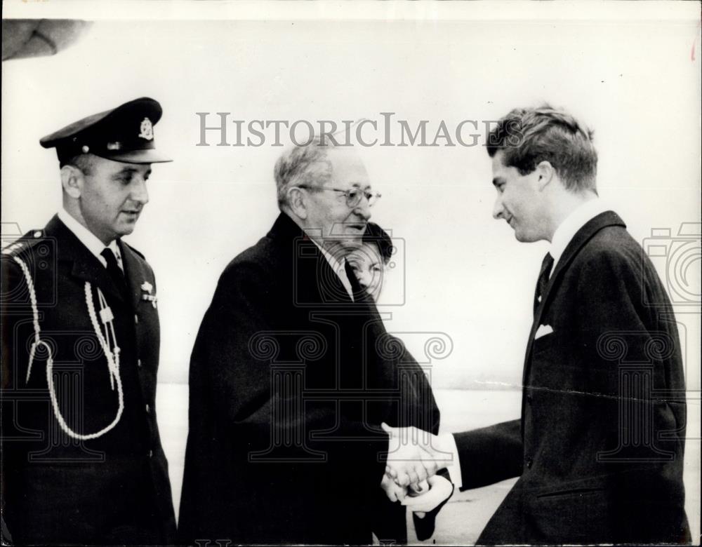 1958 Press Photo Ben Zwi, Pres of Israel, and his wife&amp;Prince Albert of Belgium - Historic Images