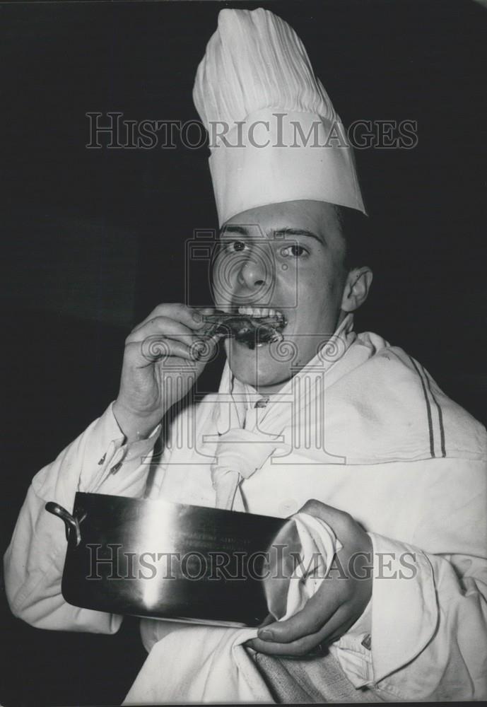 1956 Press Photo Jean Piedalu Named France's Best Kitchen Apprentice - Historic Images