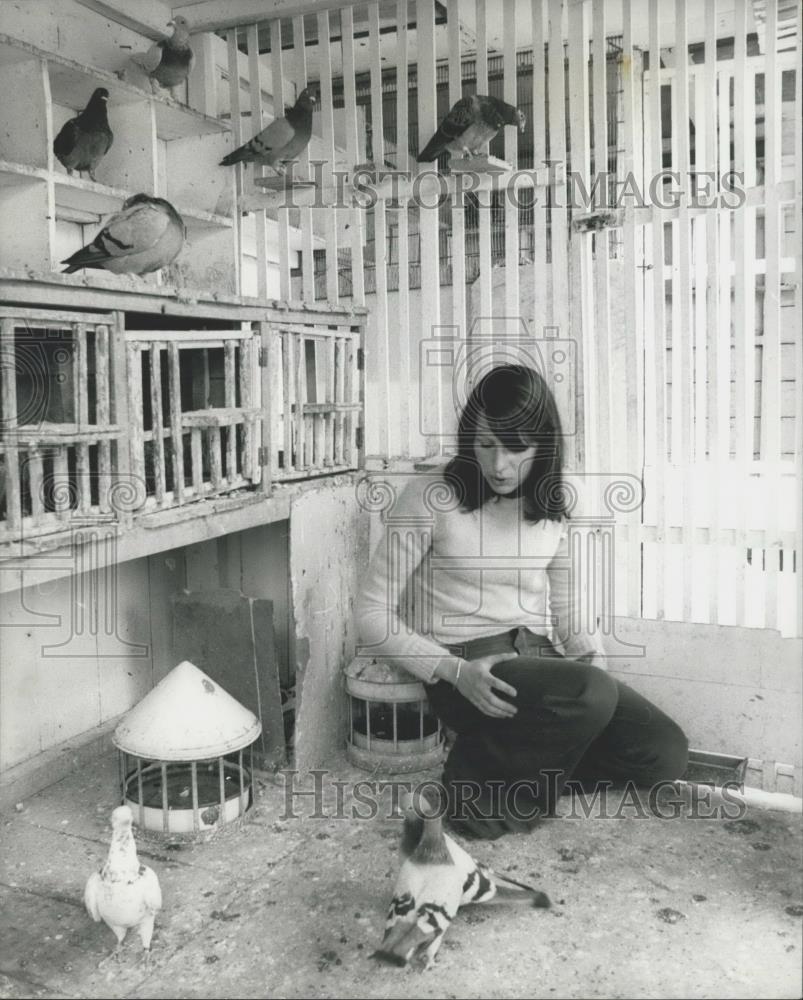 Press Photo Georgina Downes attends to some of her 30 birds - Historic Images