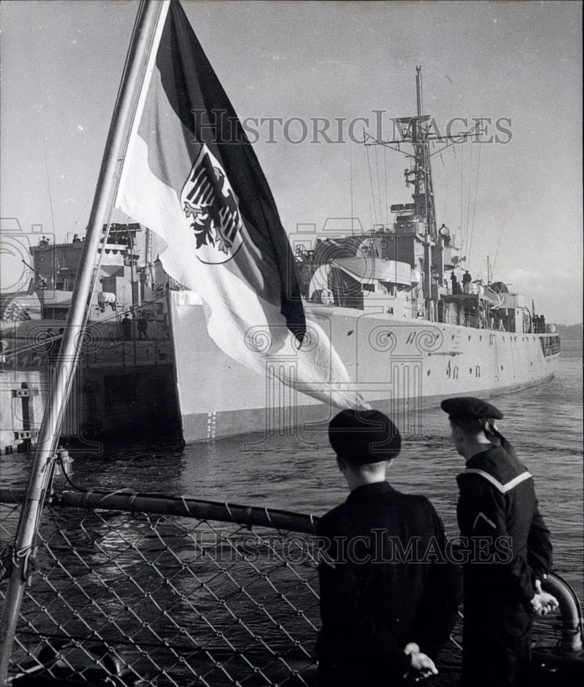 1959 Press Photo new exercise frigate "Hipper" in German Navy - Historic Images