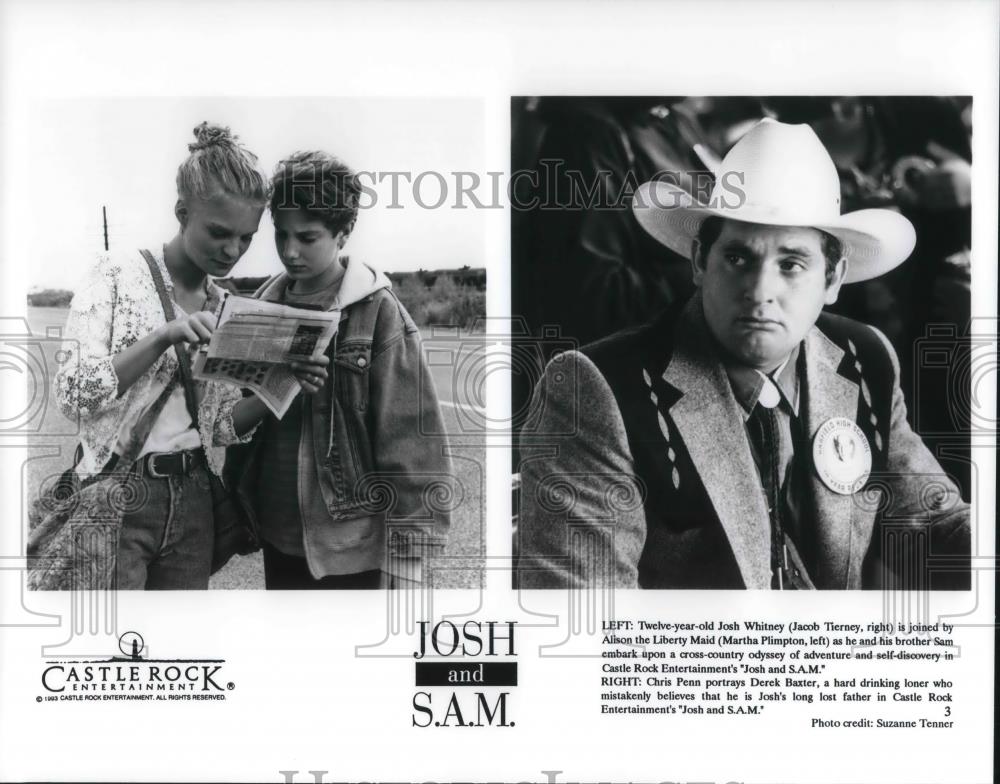 1993 Press Photo Jacob Tierney Martha Plimpton Chris Penn in Josh and S.A.M. - Historic Images