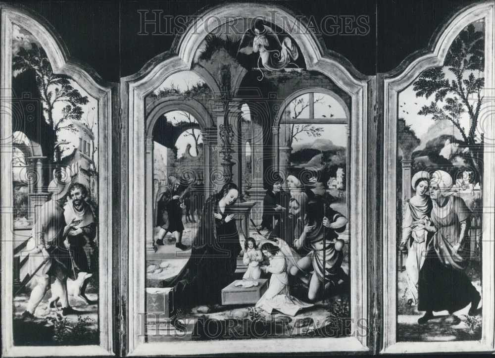 1969 Press Photo Pieter van Alost Painting "Anbetung des Kindes" - Historic Images