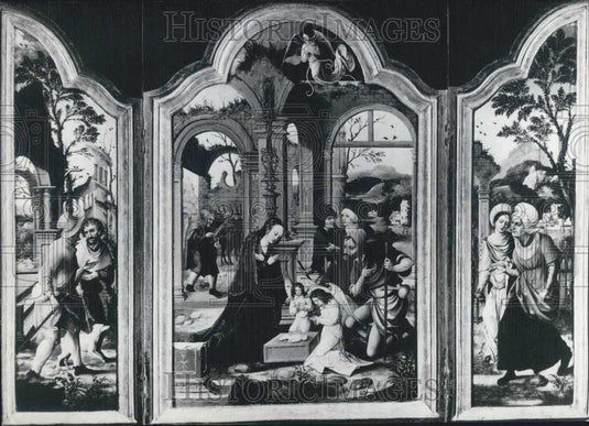1969 Press Photo Pieter van Alost Painting "Anbetung des Kindes" - Historic Images