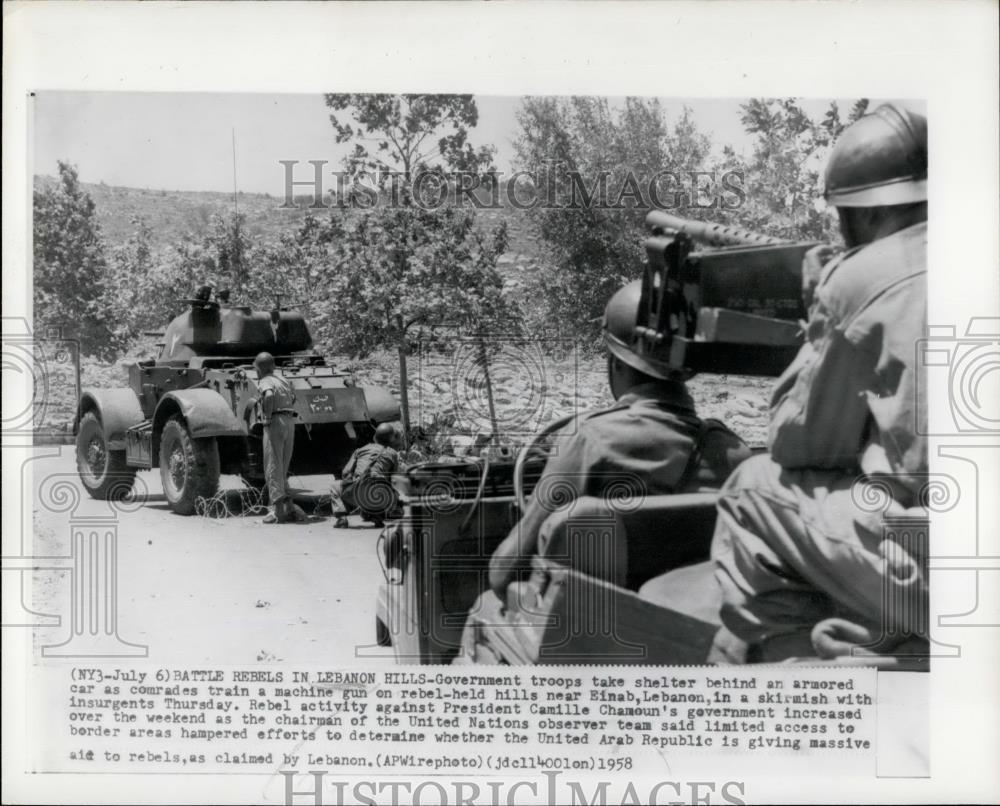 1958 Press Photo Battle Rebels, Lebanon - Historic Images