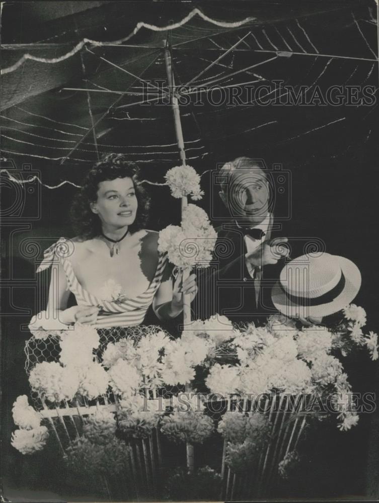 1953 Press Photo Actress Margot Hielscher &amp; Super Charmeur Maurice Chevalier - Historic Images