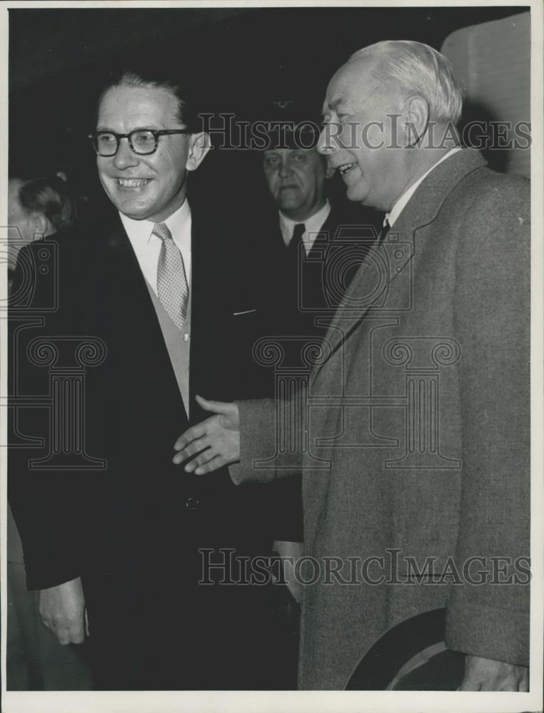 1956 Press Photo President Prof. Heuss Athens Visit Kai Uwe Von Hassel Bonn Trip - Historic Images