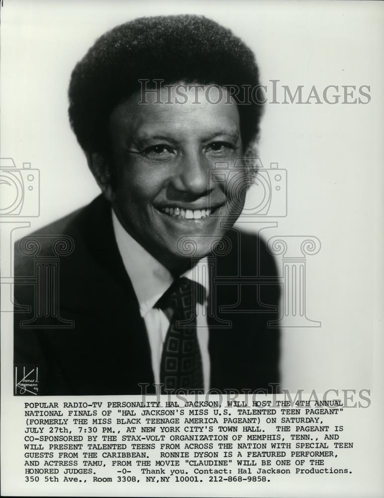 1974 Press Photo Hal Jackson &quot;Hal Jackson&#39;s Miss U.S. Talented America Pagent&quot; - Historic Images