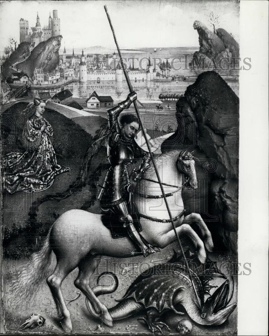 1966 Press Photo "St. George and the Dragon" by Jan Van Eyek Sold at Auction - Historic Images