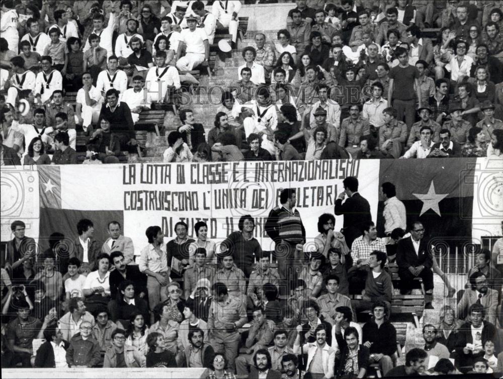 Press Photo Crowds for Italy,Spain,Romania,China soccer matches - Historic Images