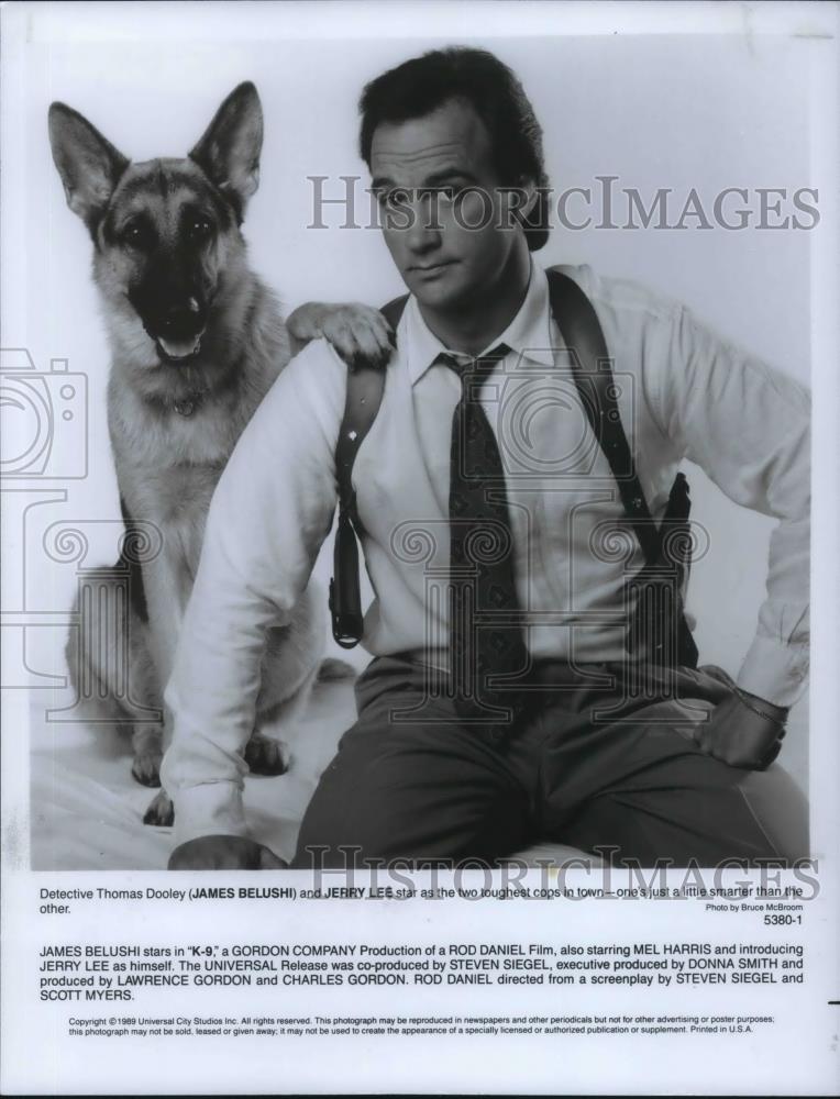 1989 Press Photo James Belushi and Jerry Lee in K-9 - cvp20227 - Historic Images