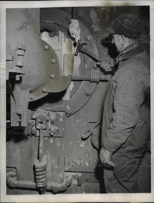 1946 Press Photo V. Sikora, Carnegie-Illinois Steel Corporation's South Chicago - Historic Images