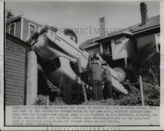 1953 Press Photo Firemen Used Props to Help Irvin Daily - Historic Images