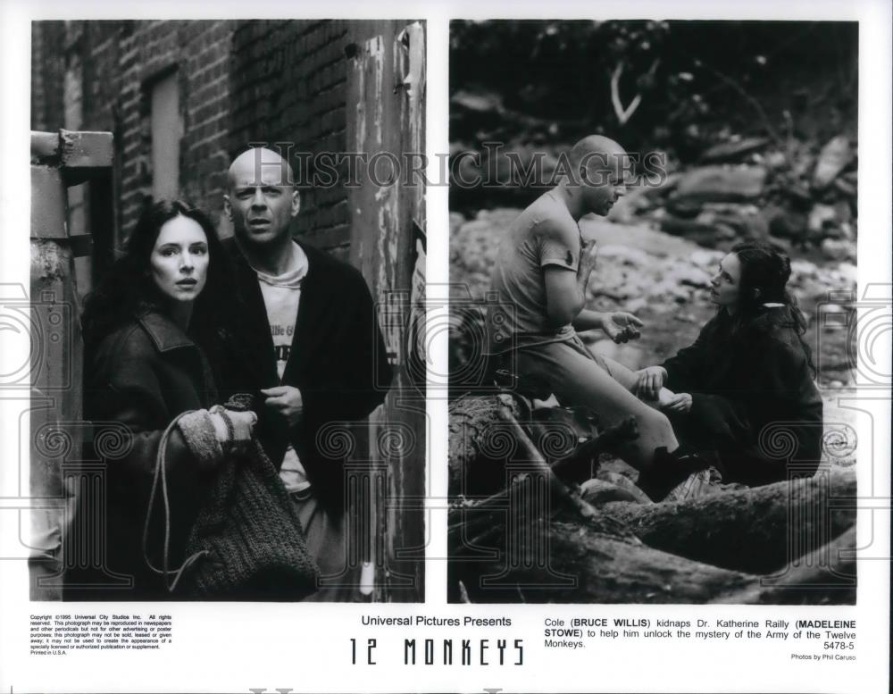 1995 Press Photo Bruce Willis and Madeline Stowe In 12 Monkeys - cvp23021 - Historic Images