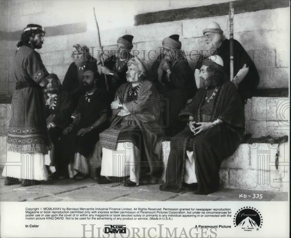 1985 Press Photo Richard Gere, Edward Woodward & Alice Krige in King David - Historic Images