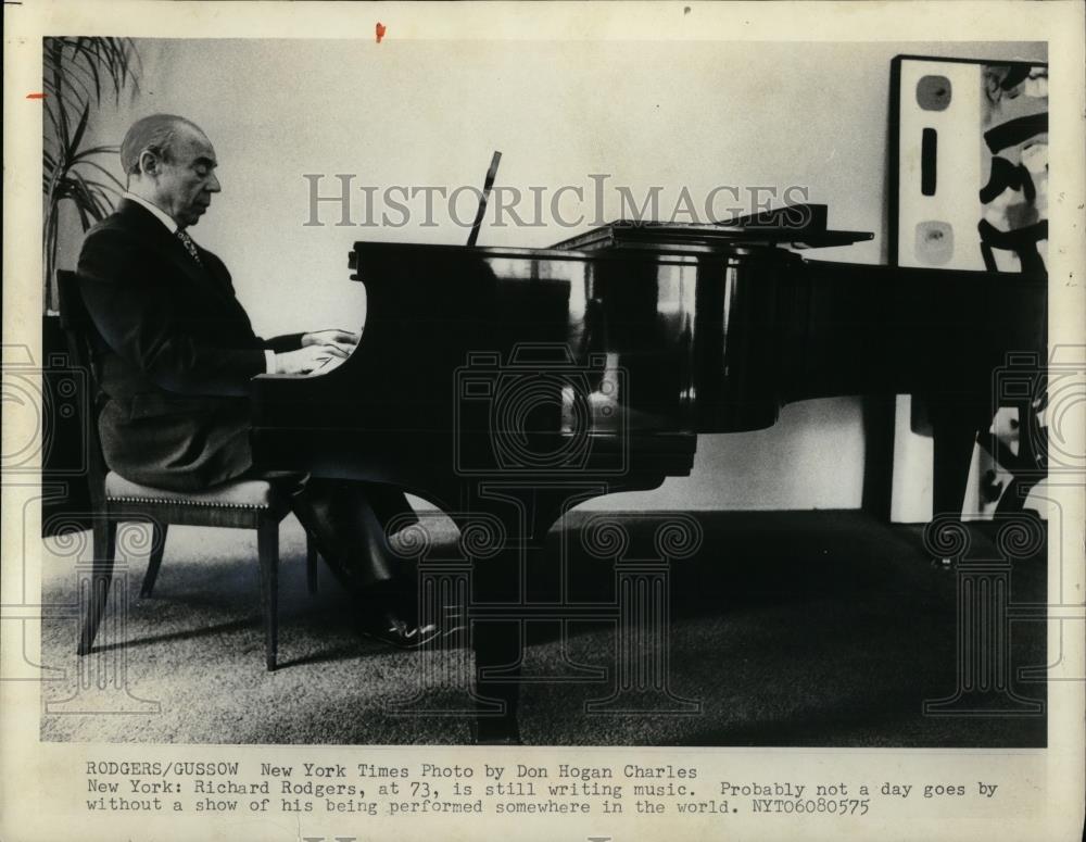 1975 Press Photo Richard Rodgers Writing Music - cvp26803 - Historic Images