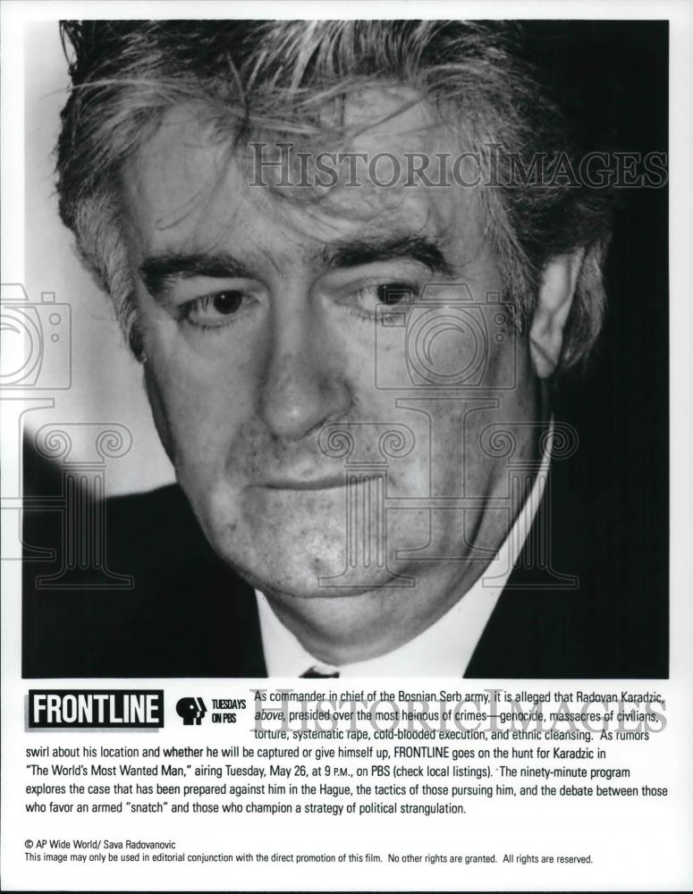 1998 Press Photo Radovan Karadzic Commander Bosnian Serb Army on Frontline - Historic Images