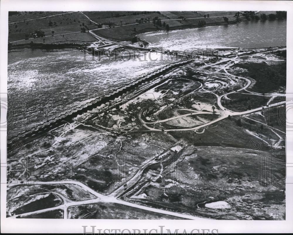 1956 Press Photo Air view of entrance to St Lawrence Seaway channel - Historic Images