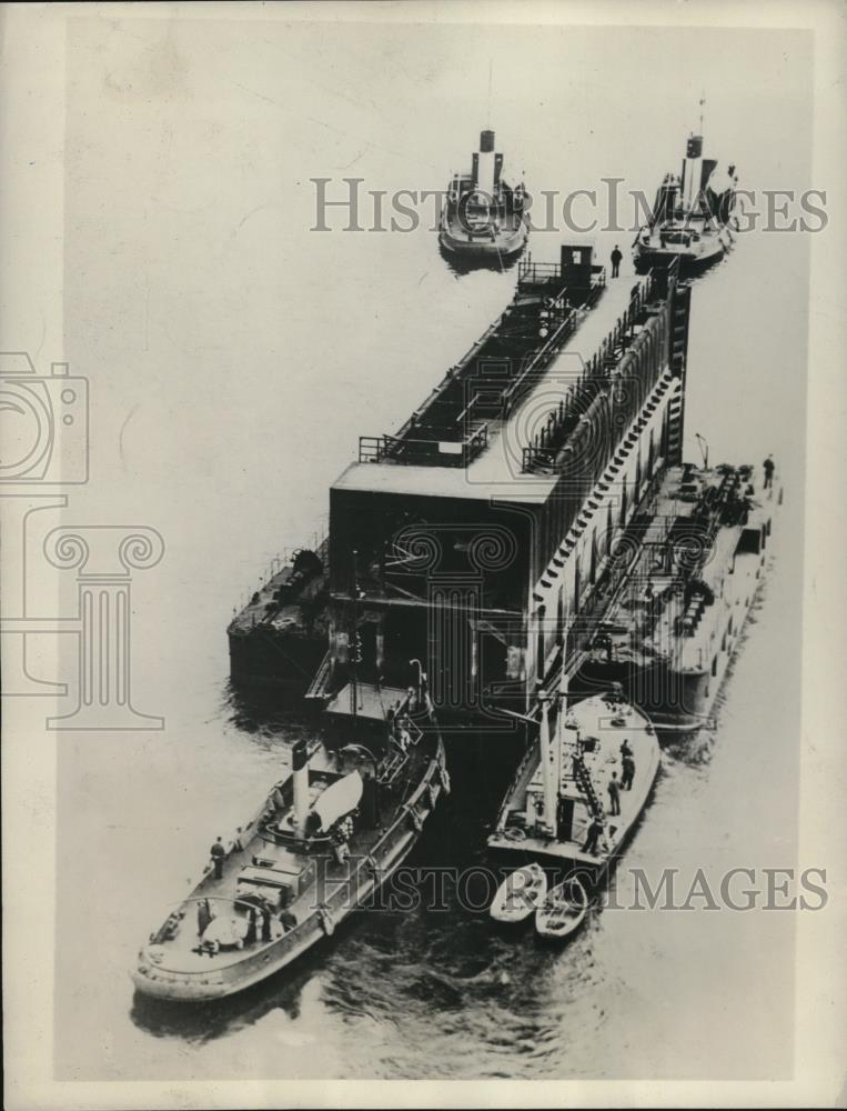 1932 Press Photo Kalser Wilhelm Canal Germany at Holtenaus Locks - Historic Images